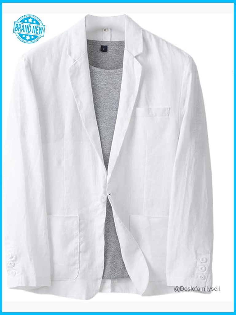 Linen Blazer Casual Slim Fit Lightweight Sport Coat One Button Classic
